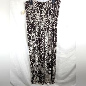NWT Goddess Maternity Brown and White Animal Print Maxi Coverup Dress Sz XL